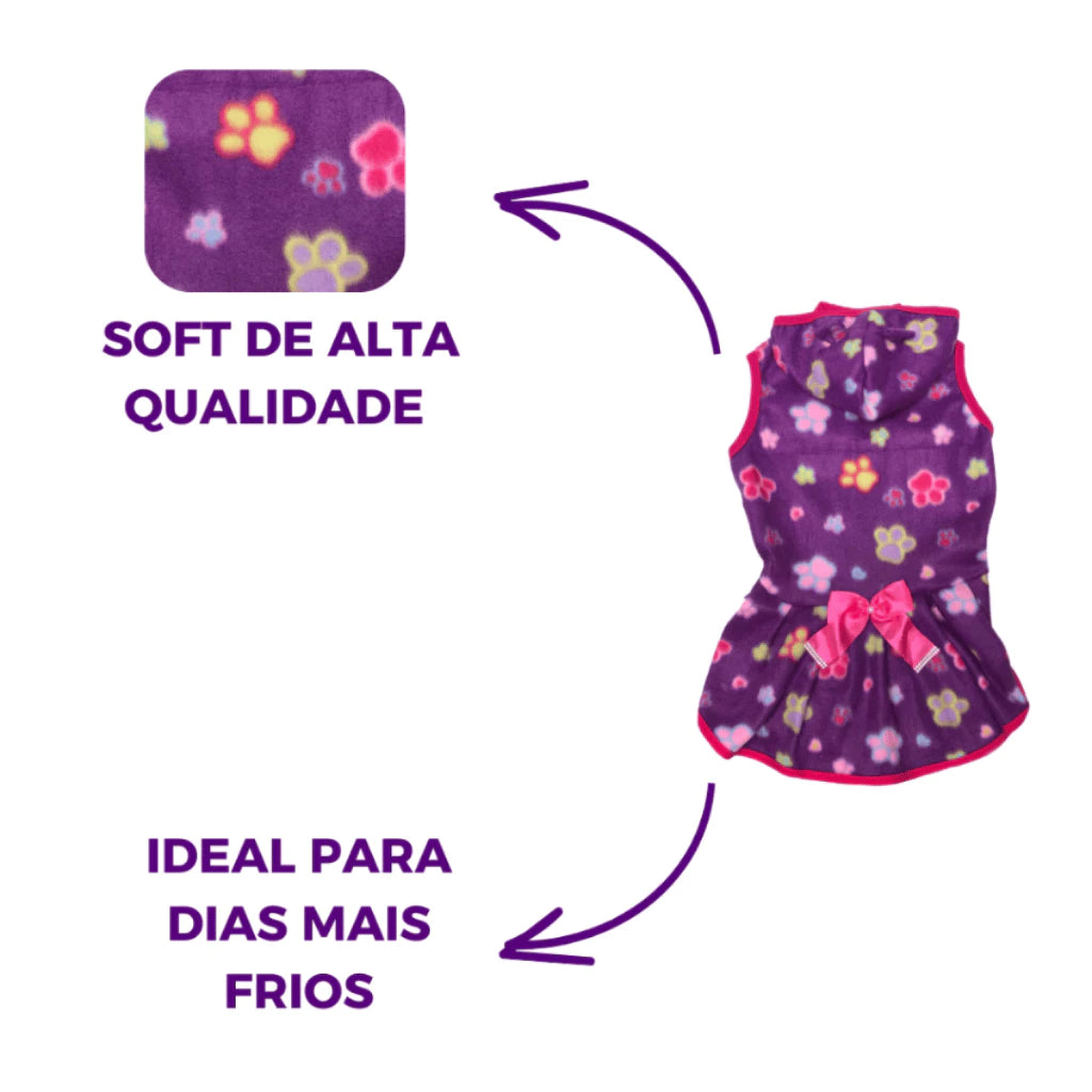 Roupa Roupinha Vestido Inverno Frio Soft para Cachorro e Gato Inverno Diversas Estampas