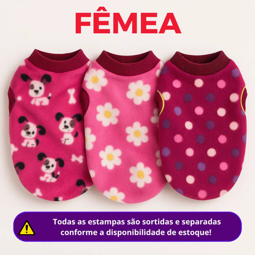 Kit 3 Roupinhas Soft Inverno Para Cachorro Pet Pequeno Porte a Grande Porte Roupa Inverno 100% Soft